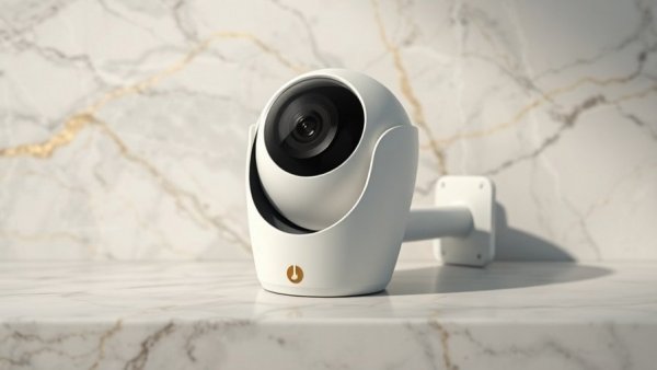 Modern security camera with marble background for home automation security camera deals.