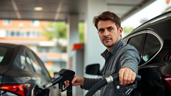 Man refueling vehicle amid gas tax freeze discussion