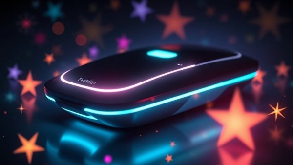 Gemini for Home device with glowing lights and starry effect.
