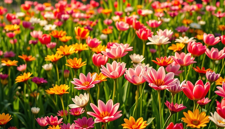 Vibrant summer flowering bulbs in a sunlit garden.