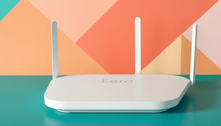 Eero 7 vs Eero Pro 6E routers on geometric teal background.