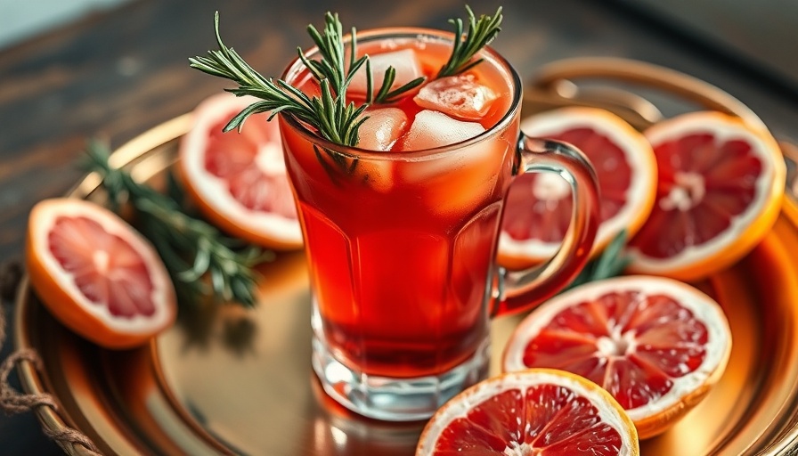 Festive holiday drink with rosemary garnish, symbolizing healthy eating during the holidays.