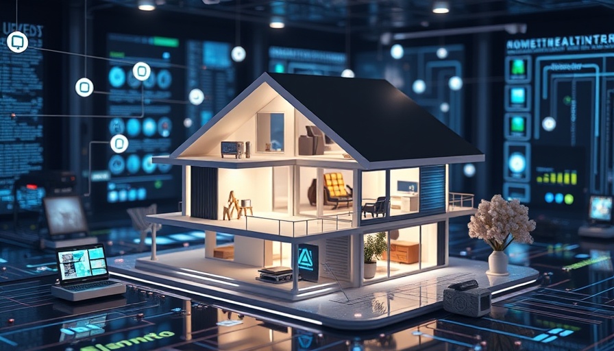 Smart home automation trends illustrated with futuristic smart home model.