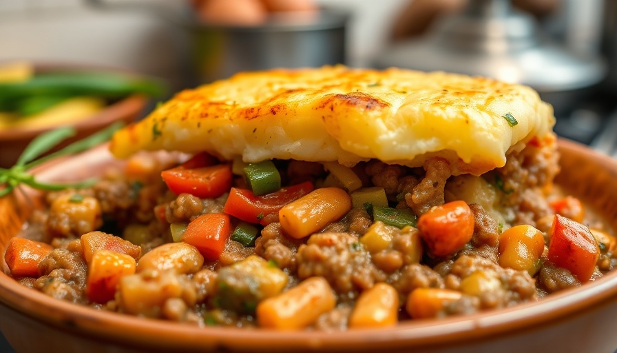 Cottage Pie Recipe: Hearty dish with vegetables and golden mashed potatoes.