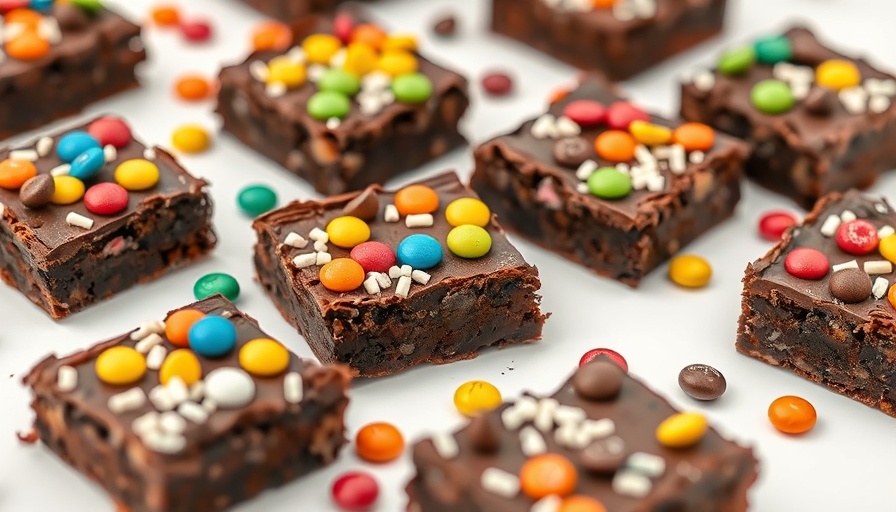 Cosmic Brownies Recipe with colorful toppings on white surface