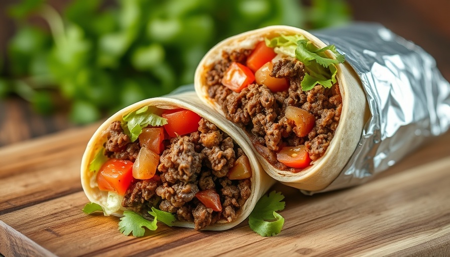 Juicy beef burrito revealing fresh ingredients, easy beef burrito recipe.