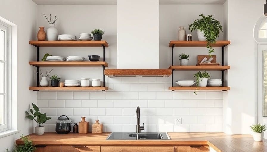Stylish Kitchen Upgrades on a Budget with open shelves and plants.