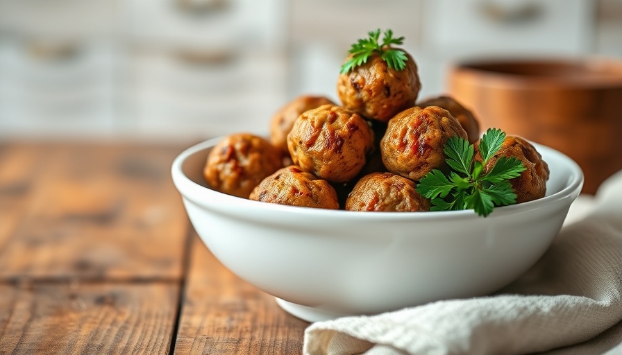 Easy Baked Turkey Meatballs stacked in a bowl garnished with parsley.