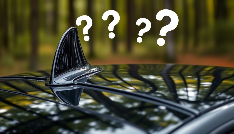 Modern car roof showing a unique shark fin antenna.