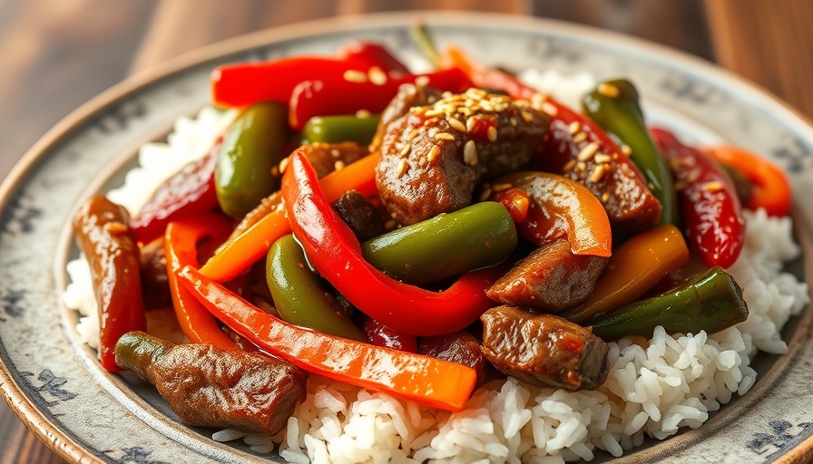 Make Pepper Steak at Home: vibrant stir-fry with peppers and rice.