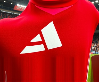 bold sponsorship logo, striking, prominently displayed on sports apparel, photorealistic, dynamic stadium environment with cheering crowd, highly detailed, fabric texture visible under motion, rich colors, dynamic lighting, shot with a telephoto lens.