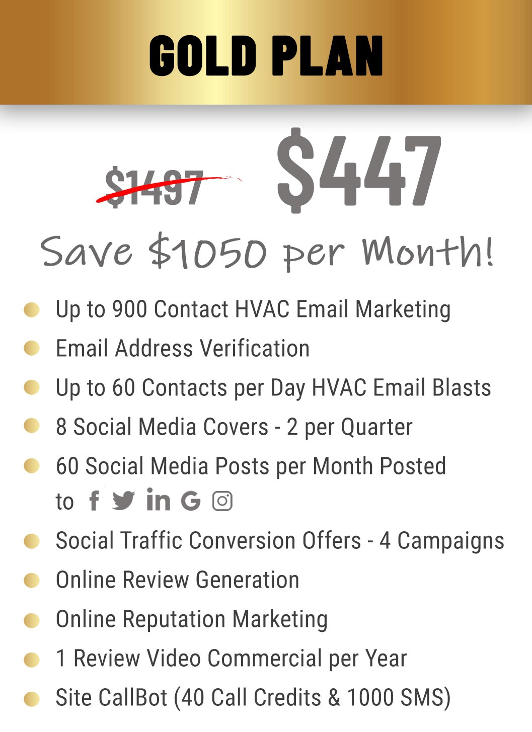 Gold Plan Pricing and Features HVAC