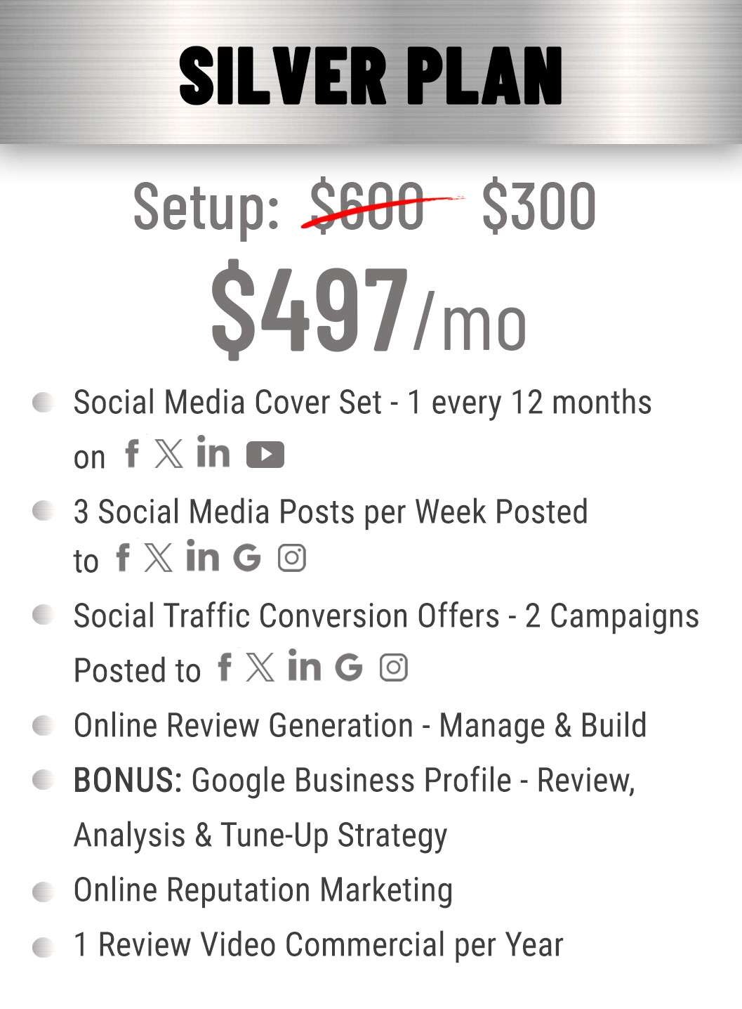 Silver plan $497/mo with features