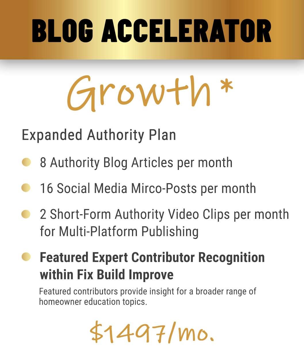 Growth Blog Accelerator pricing plan