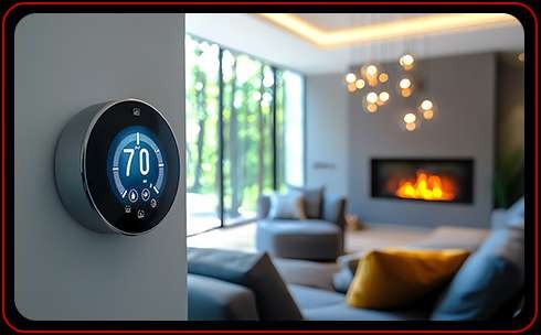 Thermostat install on the side of a wall just off living room of residential home Central Kentucky