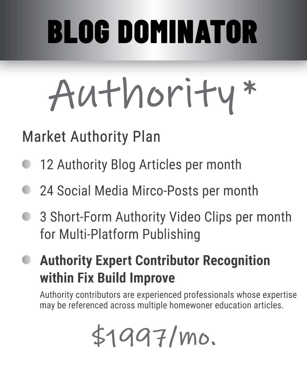 Authority Blog Dominator pricing plan