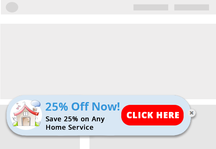 HOME SERVICES special offer popup  on social post article