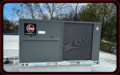 Large commercial HVAC unit on the rooftop of commercial building
