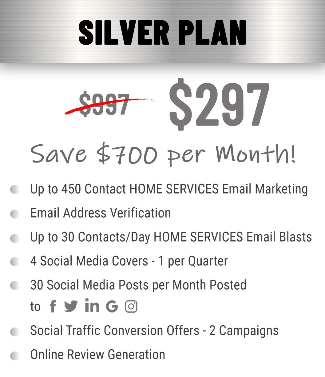 silver plan $297 per month pricing and features for home service contractors.