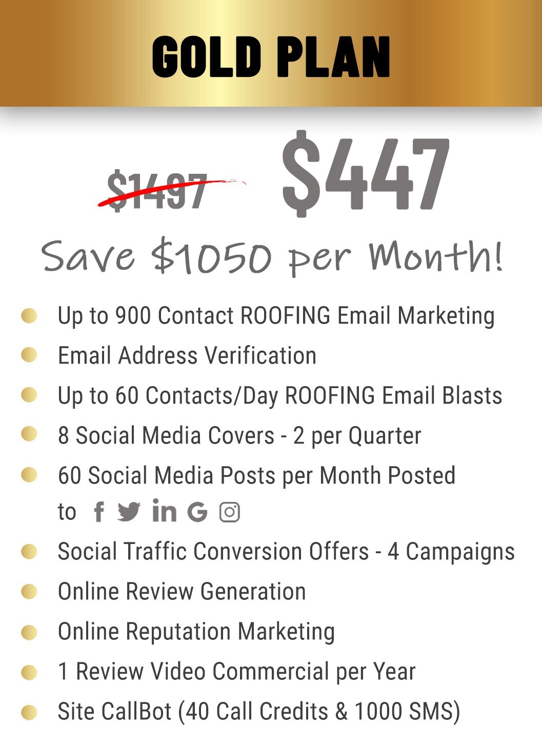 Gold Plan Pricing and Features ROOFING