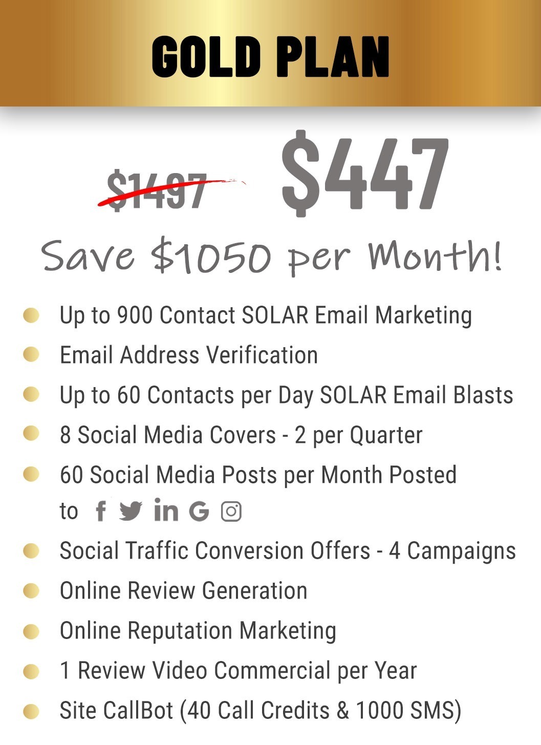 Gold Plan Pricing and Features SOLAR