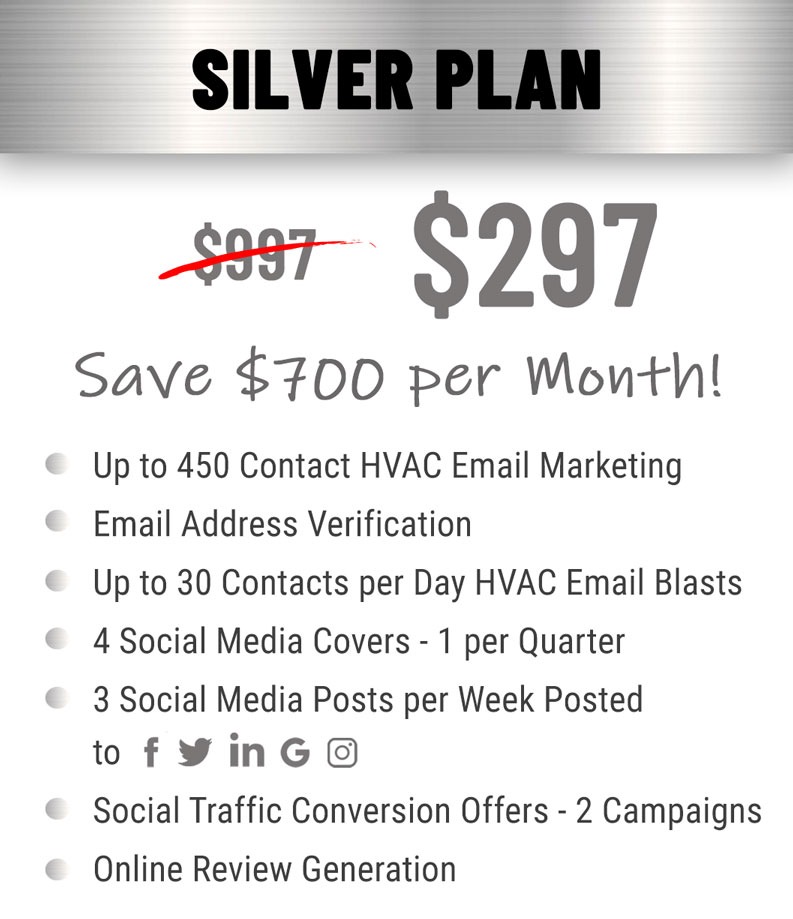 silver plan $297 per month pricing and features for HVAC companies.