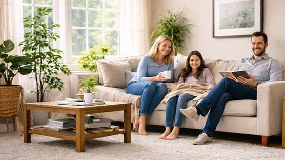 Family enjoying the comfort their whole-house humidifier