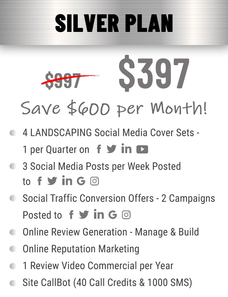 silver plan $397 per month pricing and features for landscaping companies.