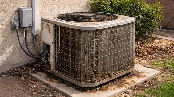 Aged outside ac unit that needs to be replaced in Las Vegas.