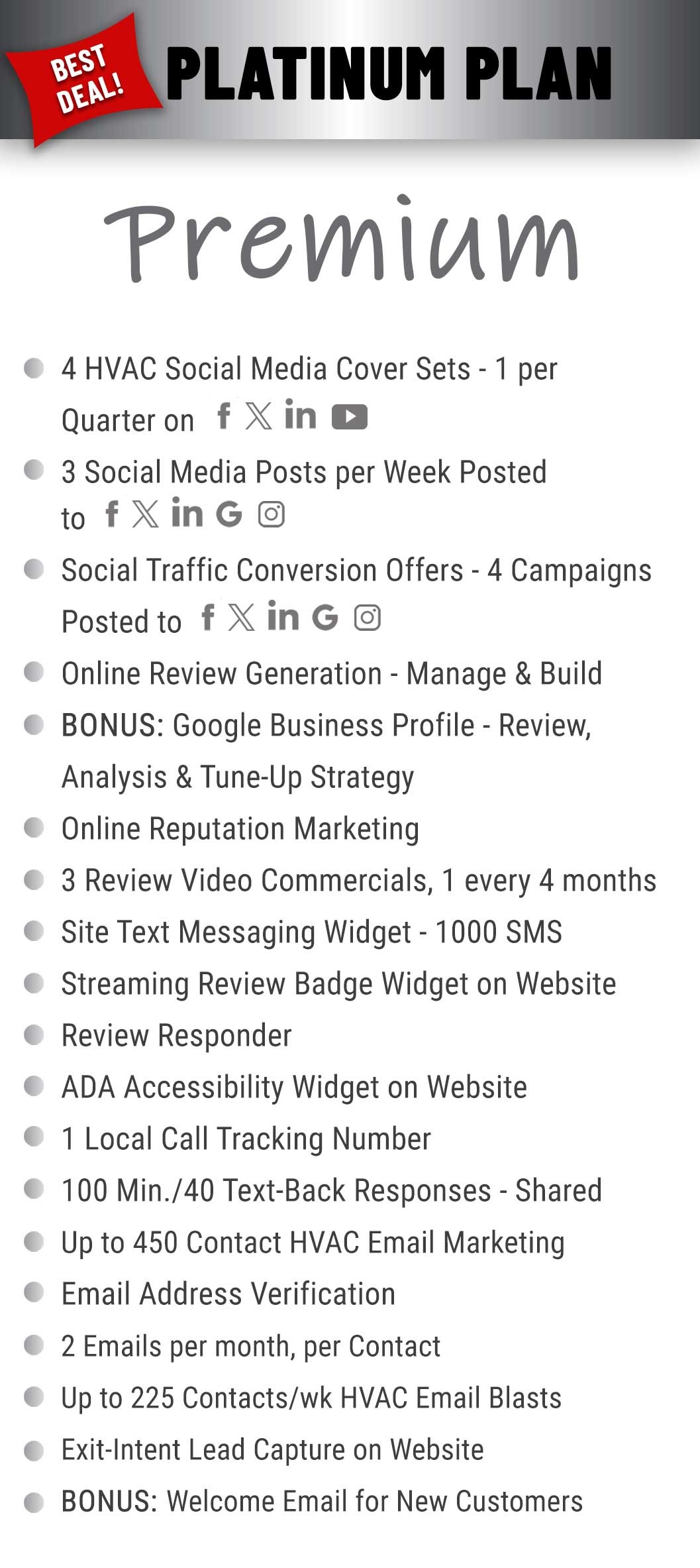 platinum premium plan features for HVAC companies.