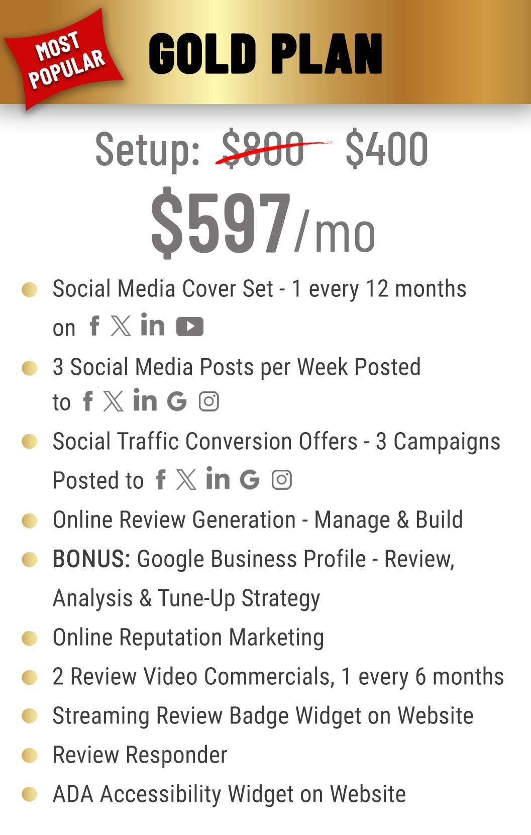 gold plan $597/mo with features