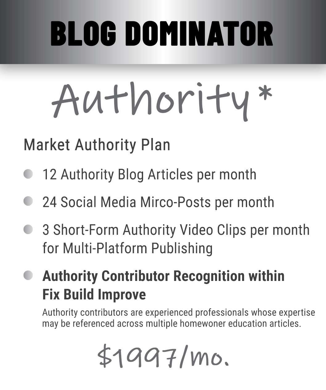 Authority Blog Dominator pricing plan