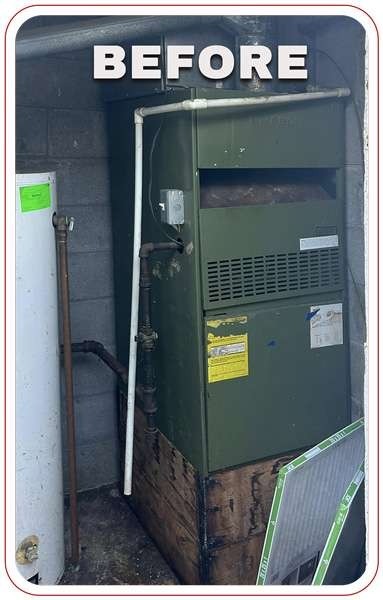 Furnace before new one is installed by Anderson Heating and Cooling Central Kentucky