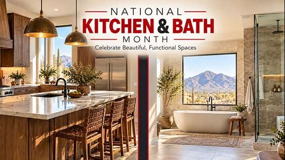 Modern Las Vegas kitchen and bathroom illustrating practical kitchen and bathroom improvement ideas for National Kitchen & Bath Month