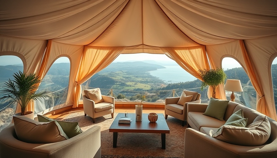 Unique wedding venues with dome tent and coastal view.