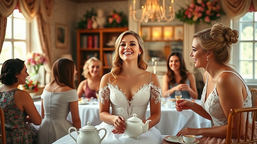 Joyful bride enjoying tea party with friends at alcohol-free hen party.