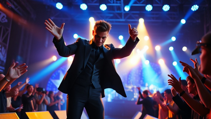 Energetic performer at a vibrant concert in India.