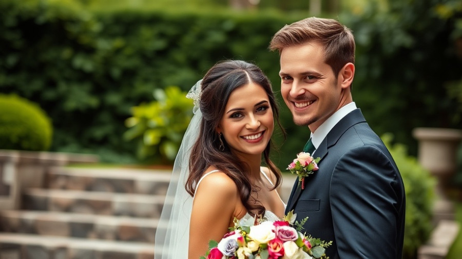 Newlyweds smiling outdoors at Mount Juliet wedding venues.