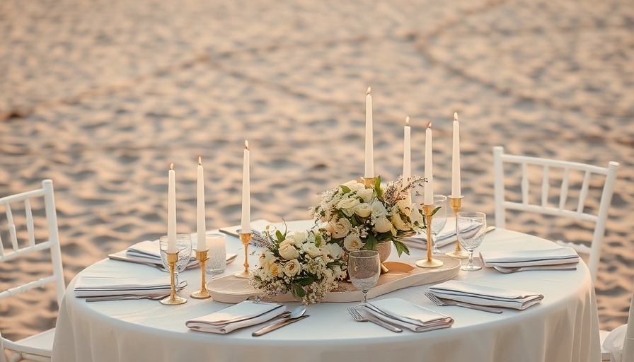 Elegant wedding dining setup on a beach, showcasing the best wedding catering Singapore.