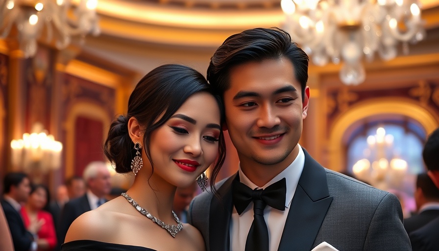 Elegant couple at luxurious wedding venue event