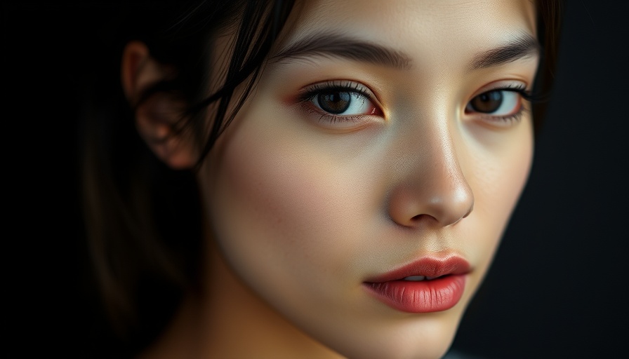 Elegant cinematic portrait of a young woman with a neutral expression