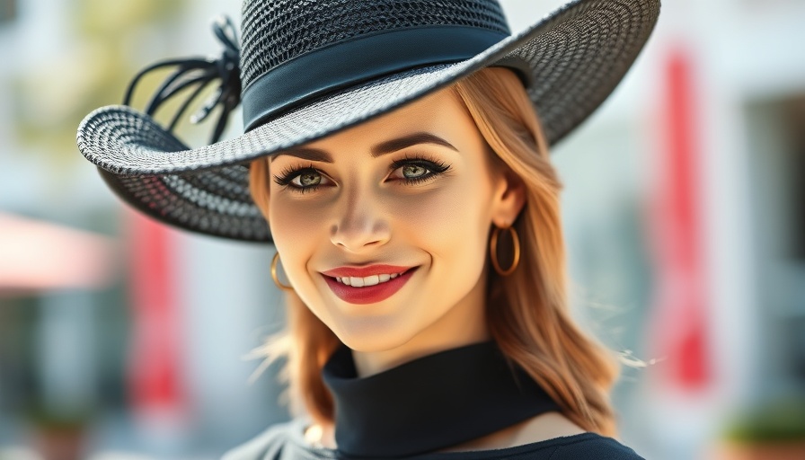 Elegant woman's wedding preparation with gentle smile and stylish hat.