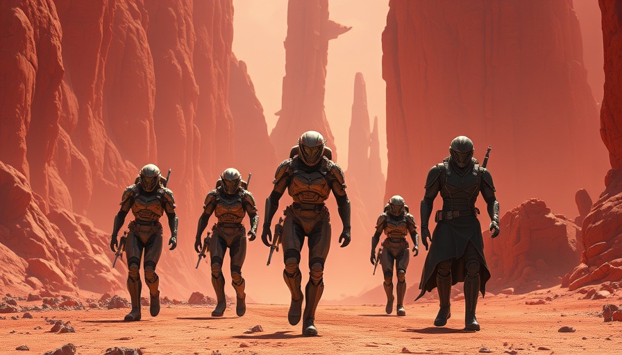 Futuristic characters demonstrating character consistency in AI video with dramatic red setting.