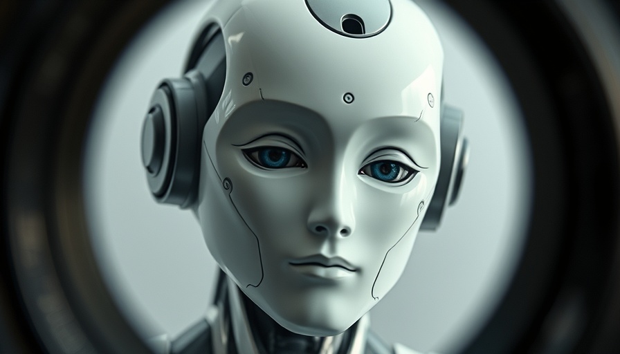 Futuristic AI robot in camera lens, highlighting AI video generators.