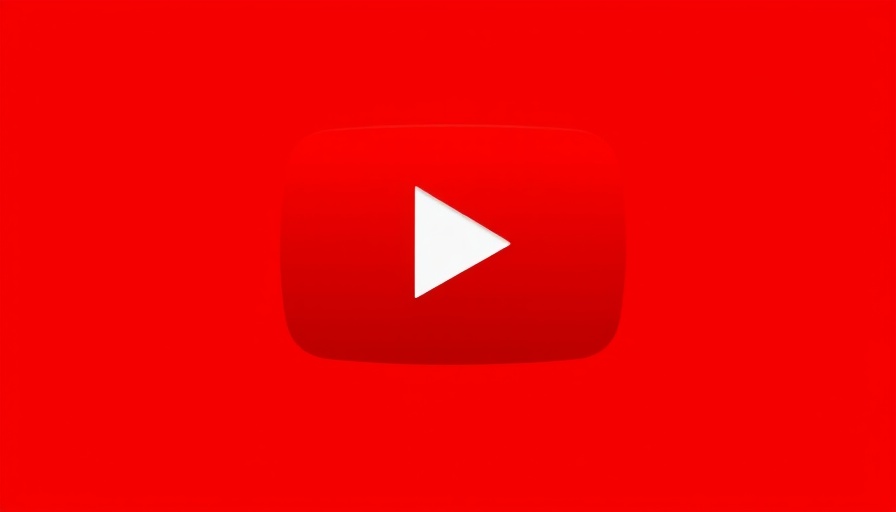 Minimalistic YouTube logo in bright red background.
