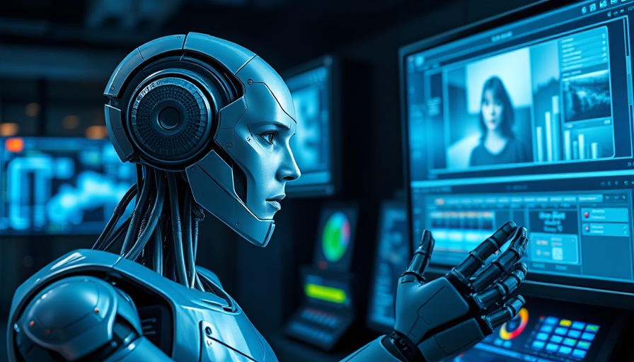 Futuristic AI video creation with native sound in a tech lab.