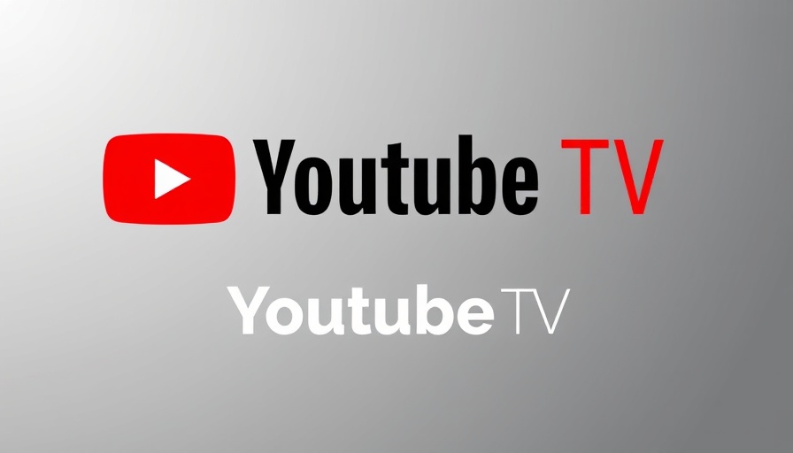 YouTube TV logo with red play button on gray background.