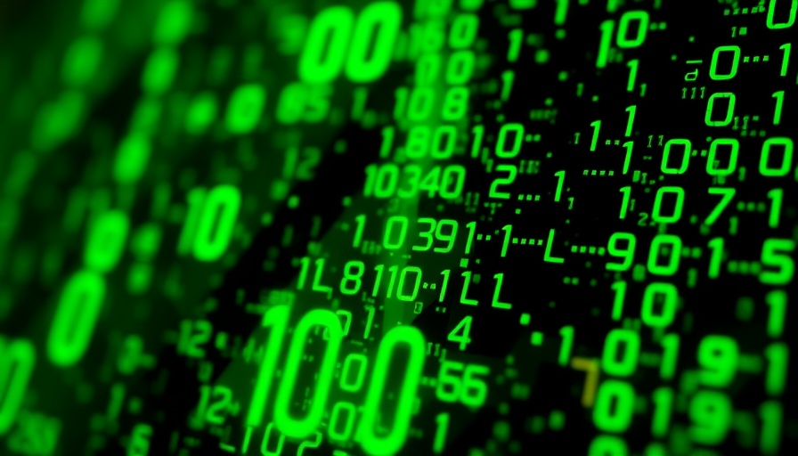 Abstract glitch art with binary code representing cybersecurity risks.