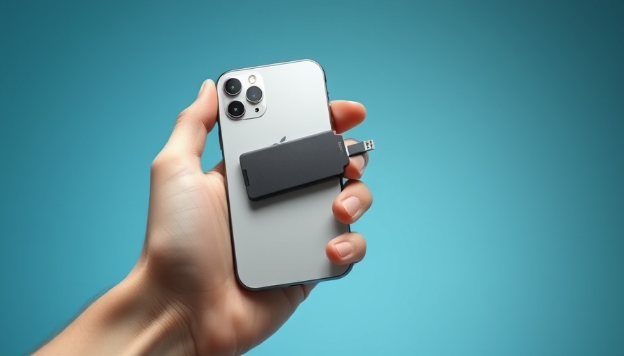 High Speed Magnetic SSD attached to iPhone 17 held in hand.