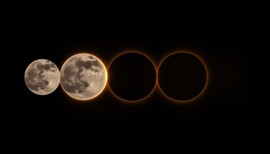 Sequence of total solar eclipse stages with visible corona.